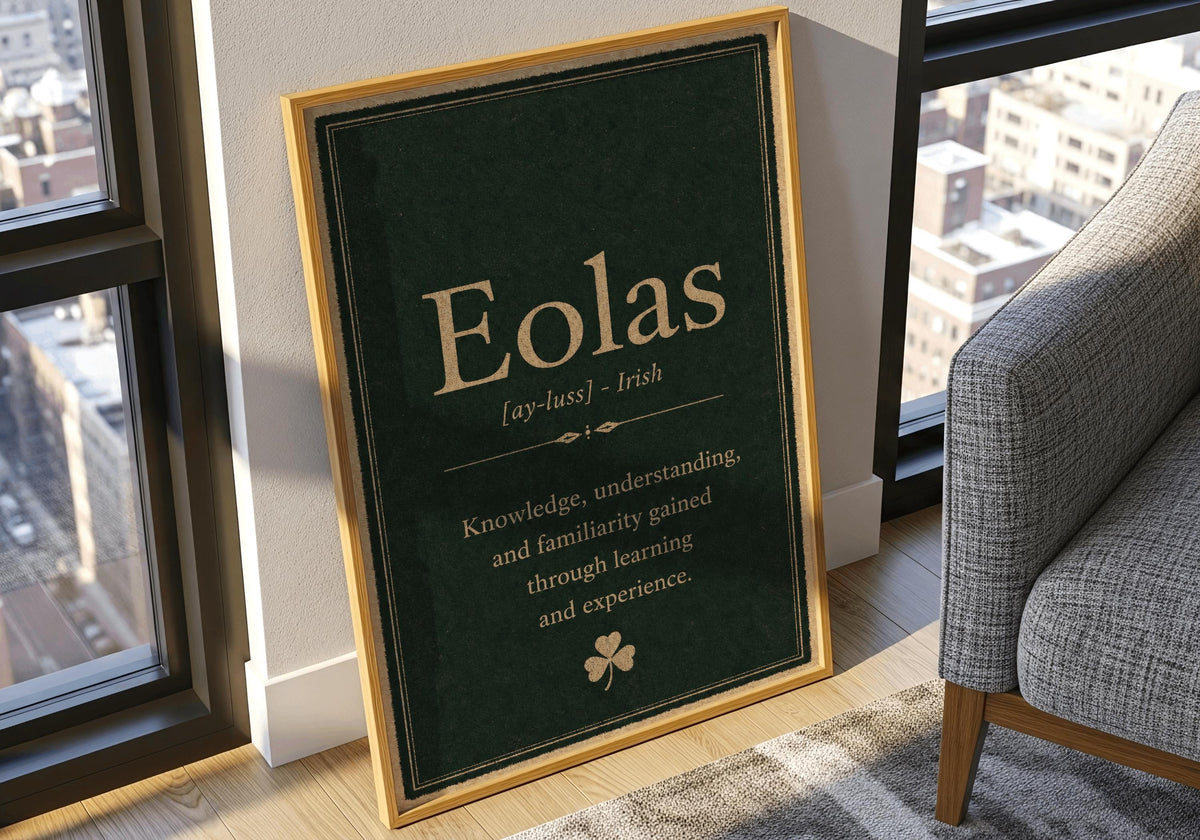 Eolas Irish definition print – framed wall mockup