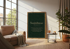 Suaimhneas Irish definition print – framed print on the wall
