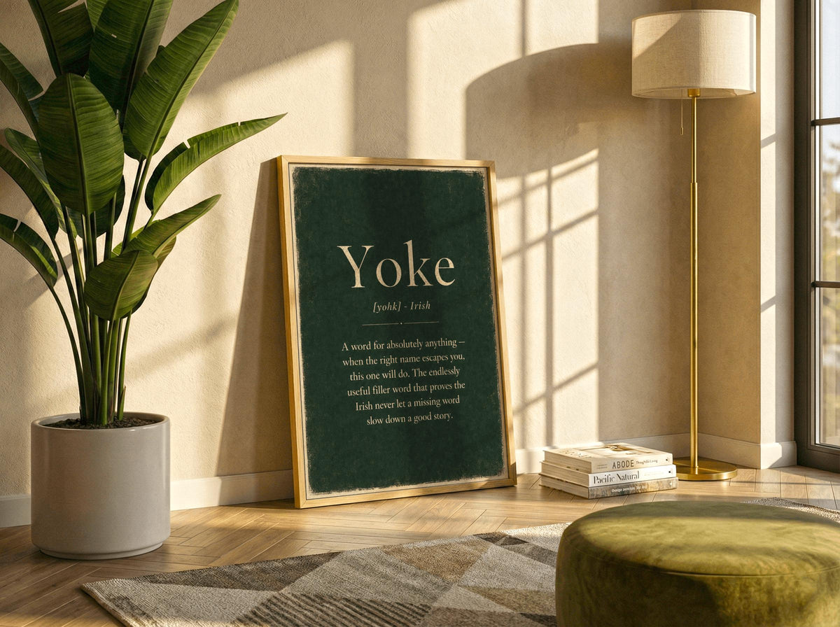 Yoke Irish definition print – landscape framed wall mockup
