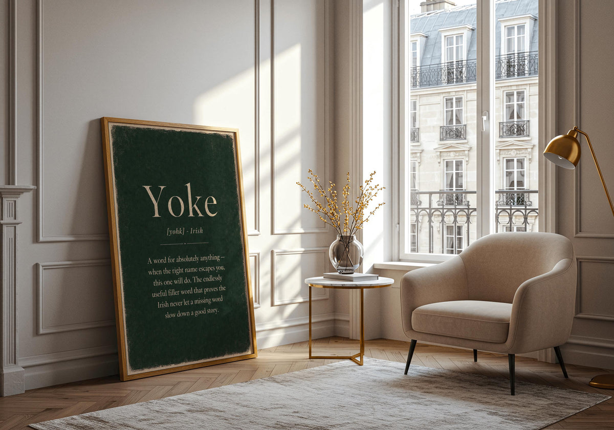 Yoke Irish definition print – portrait framed wall mockup