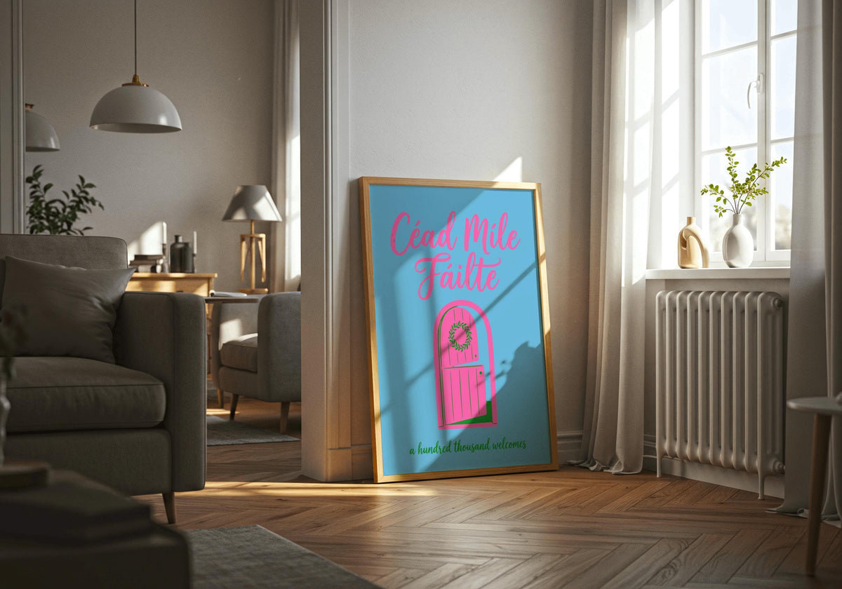Céad Míle Fáilte Door Irish print – room mockup 2