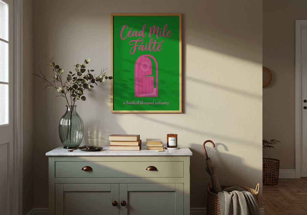 Céad Míle Fáilte Door Irish print – room mockup 4