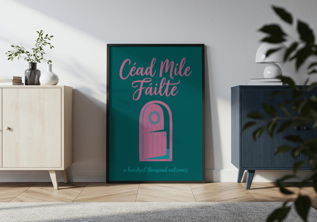 Céad Míle Fáilte Door Irish print – room mockup 5