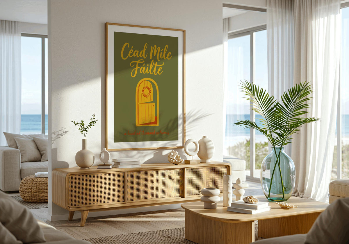 Céad Míle Fáilte Door Irish print – room mockup 8