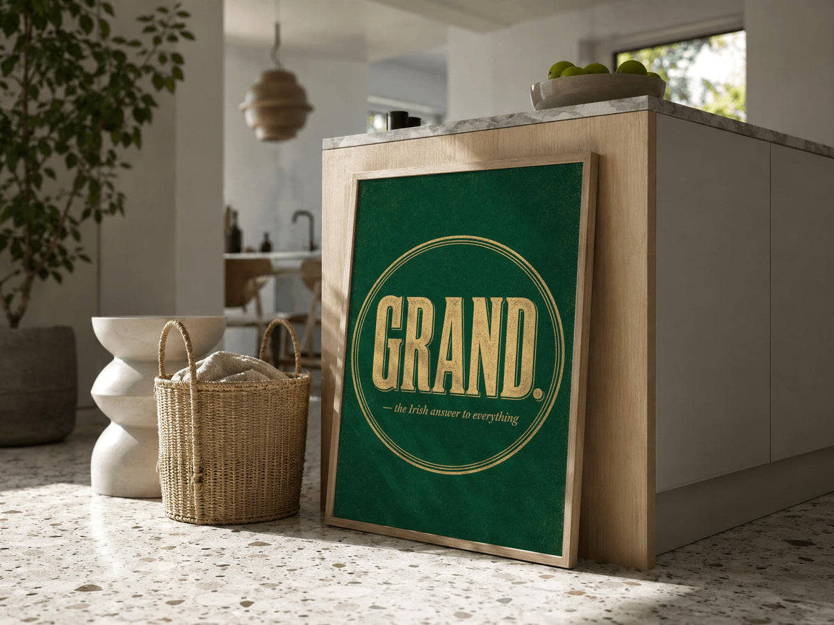 Grand Typography Irish print – room mockup 1