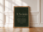 A Stóirín Irish definition print – framed print on the wall