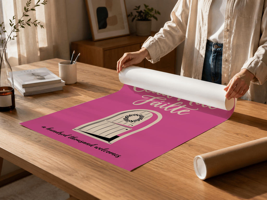 Céad Míle Fáilte Door Irish print – room mockup 3