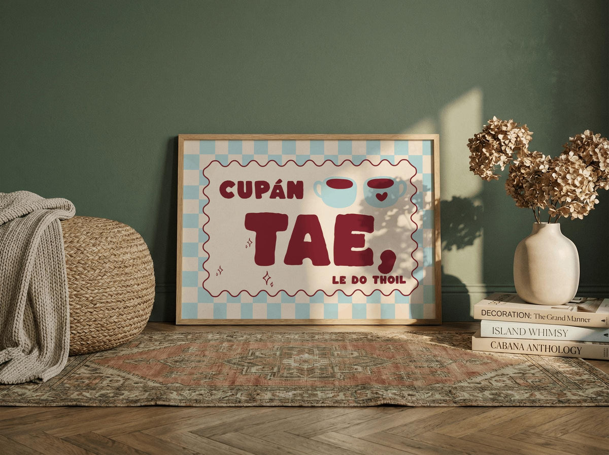 Cupán tae le do thoil Irish print – wall mockup 5