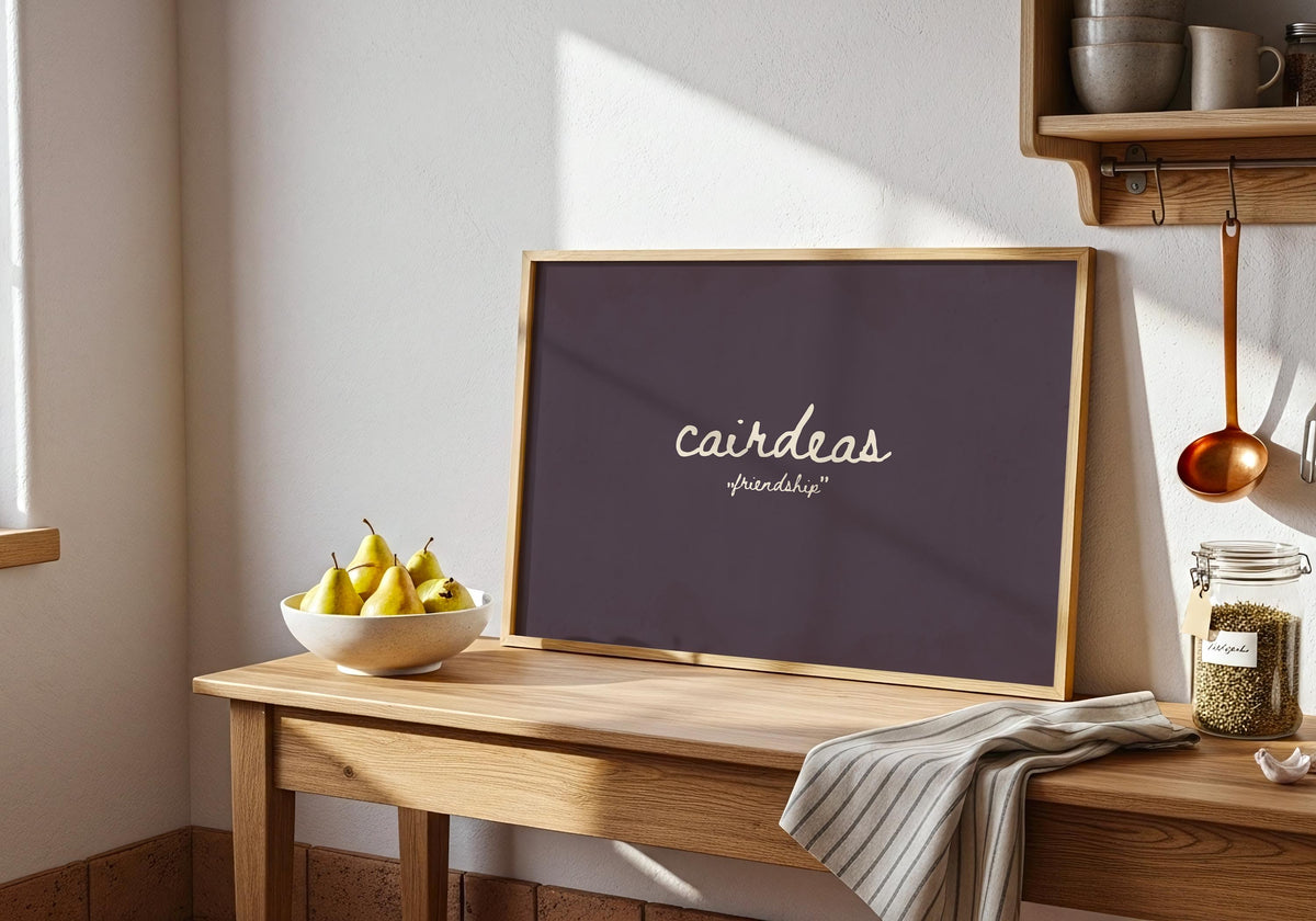 Cairdeas Plum Irish print – room mockup 1