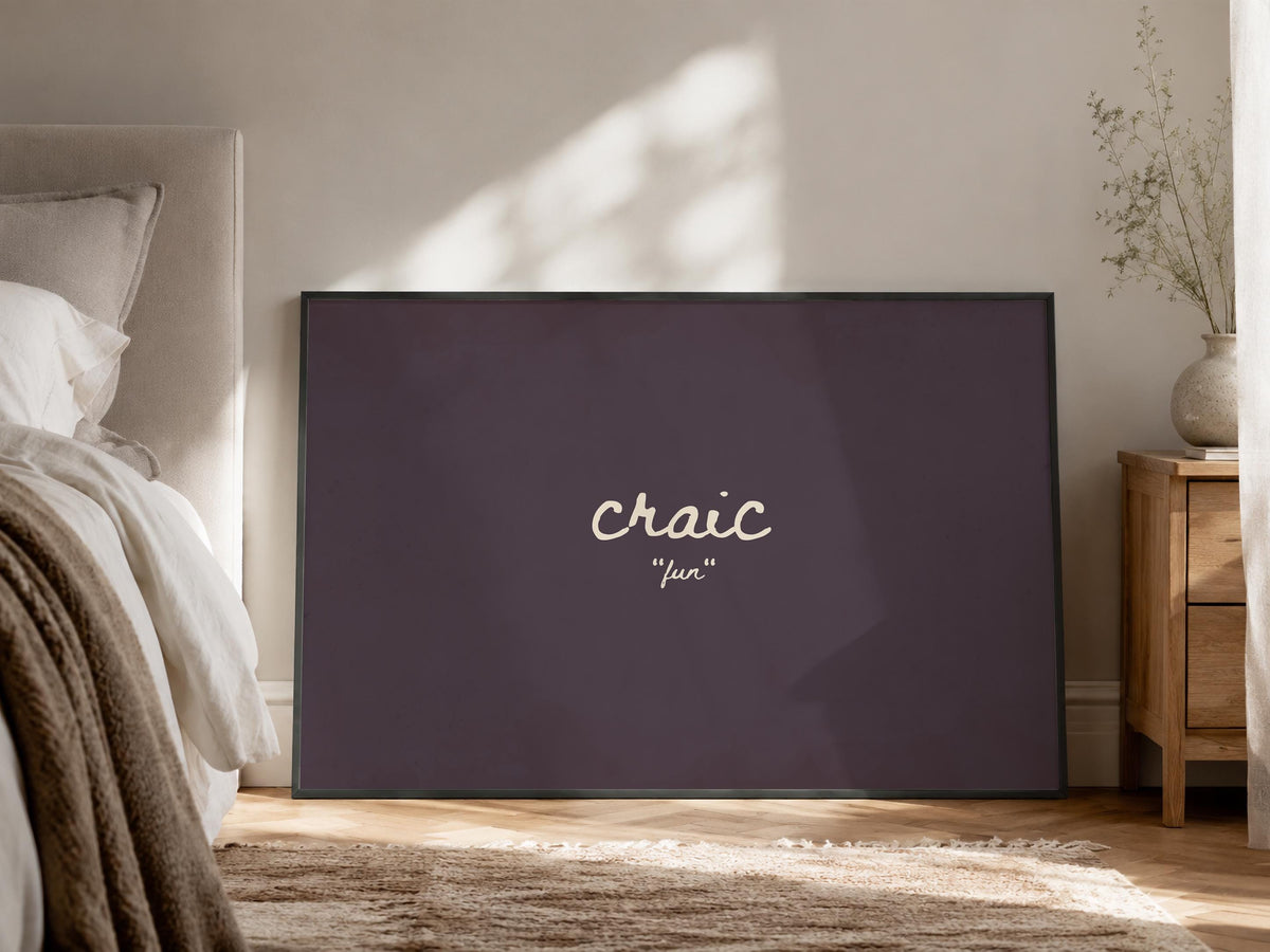 Craic Plum Irish print – room mockup 1