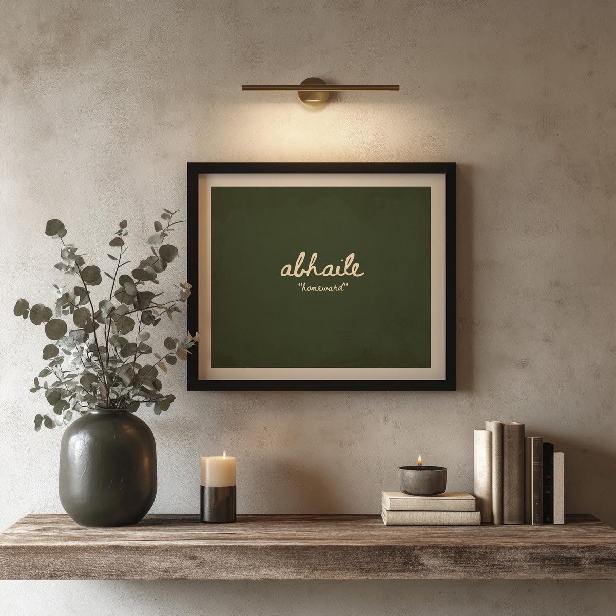 Abhaile Sage Irish print – room mockup 3