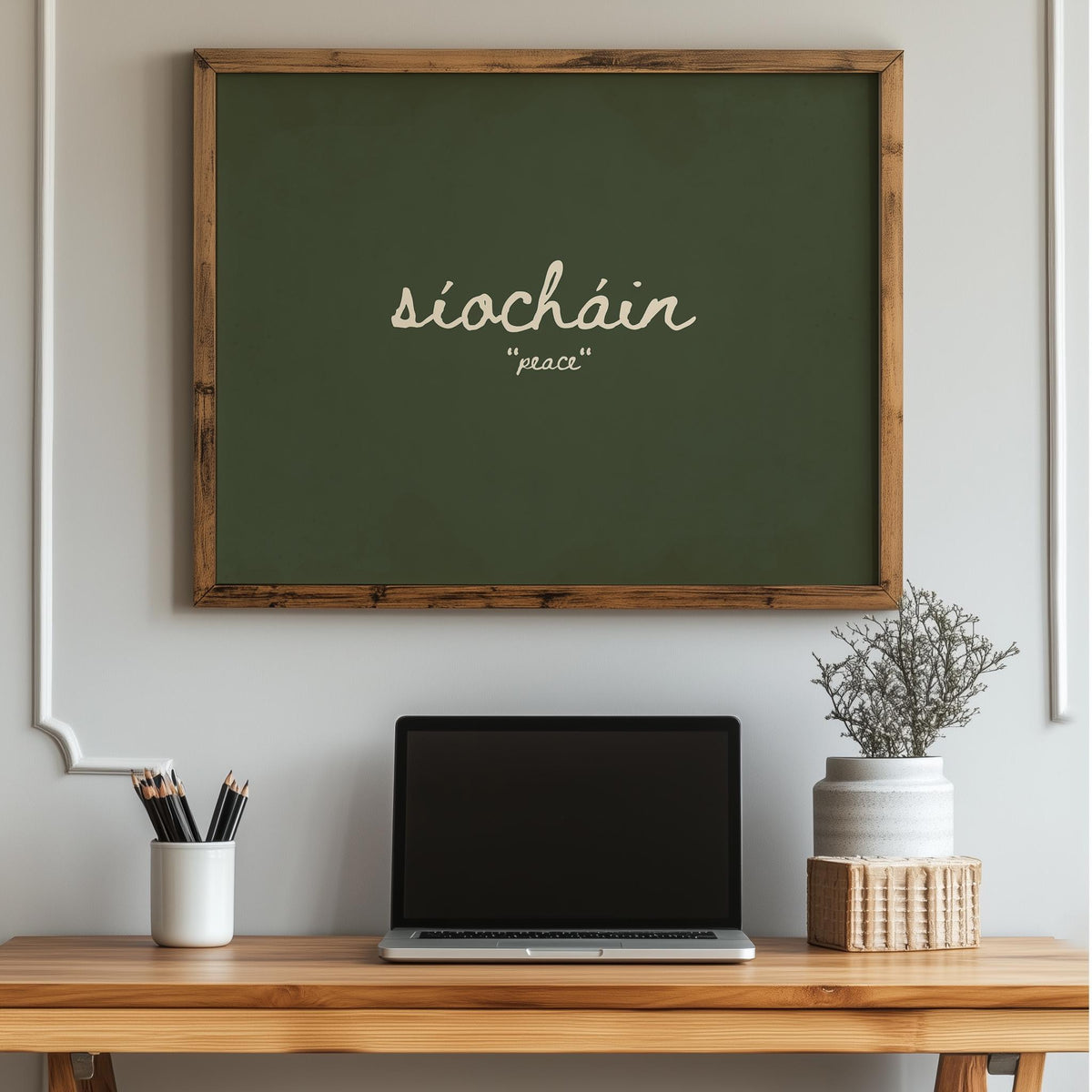 Síocháin Peace Irish print – room mockup 6