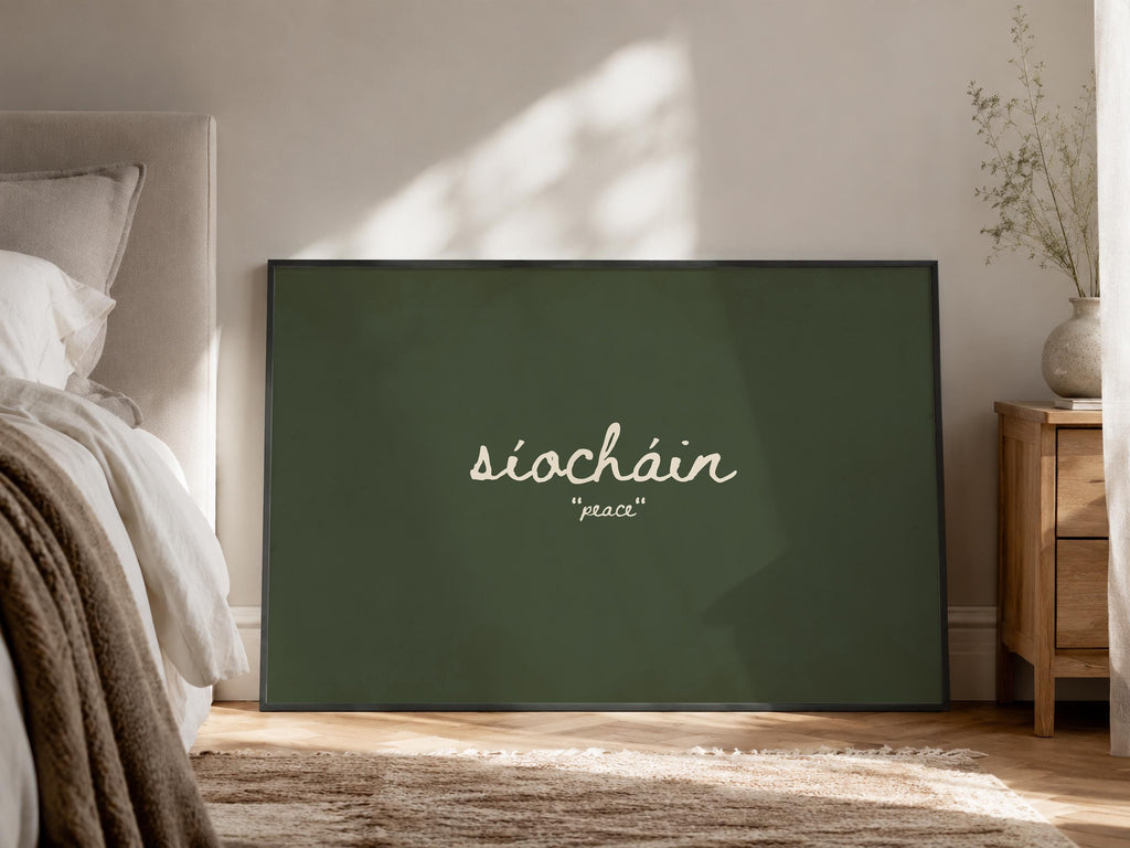 Síocháin Peace Irish print – room mockup 8