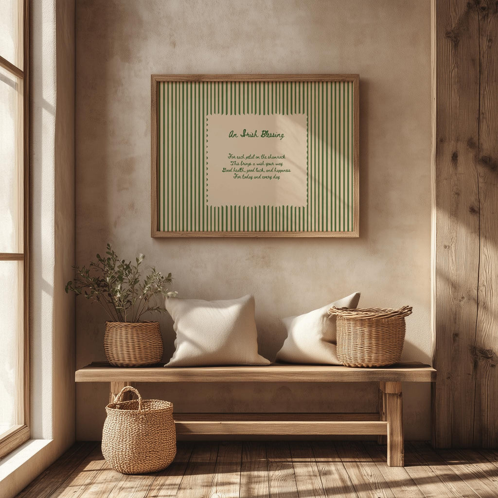 Shamrock Irish Blessing Irish print – room mockup 2