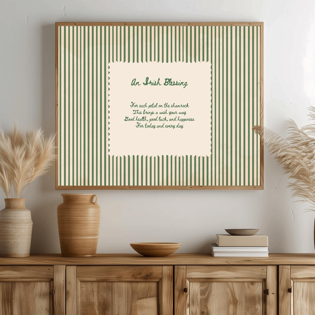Shamrock Irish Blessing Irish print – room mockup 4