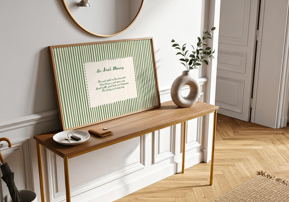 Shamrock Irish Blessing Irish print – room mockup 6