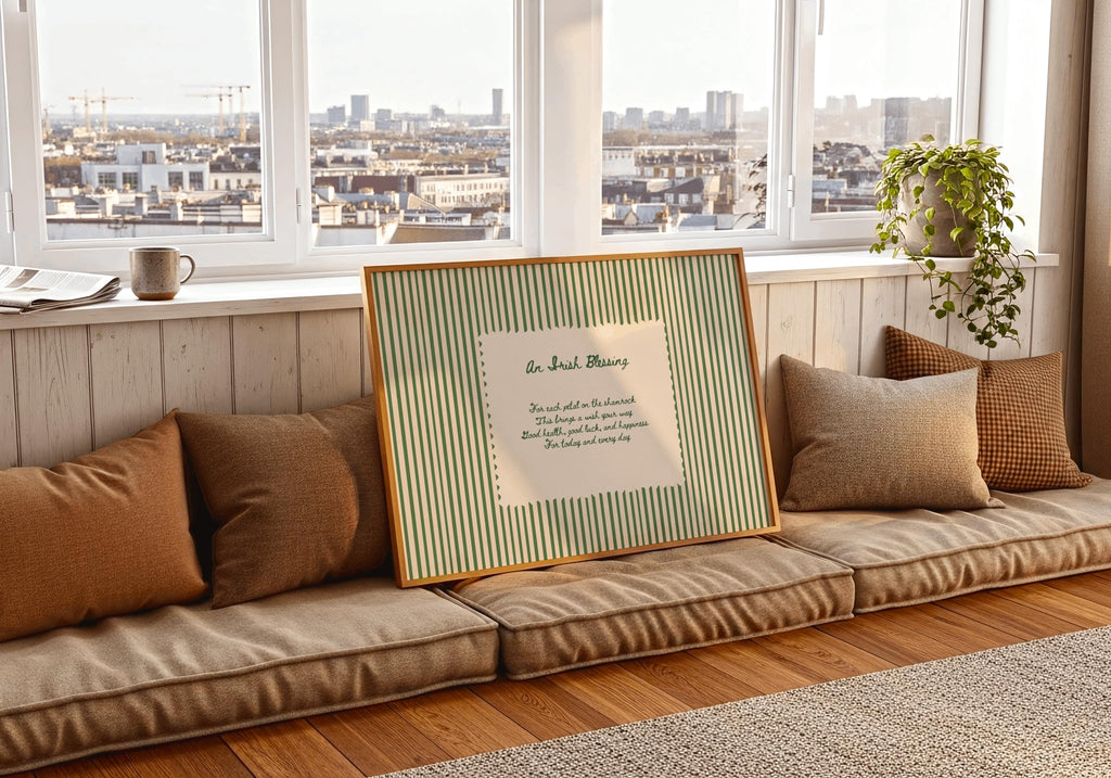 Shamrock Irish Blessing Irish print – room mockup 5