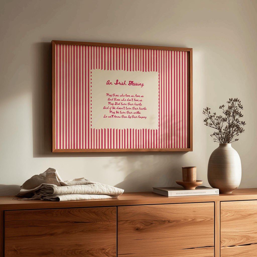 Red Stripe Irish Blessing Irish print – room mockup 3