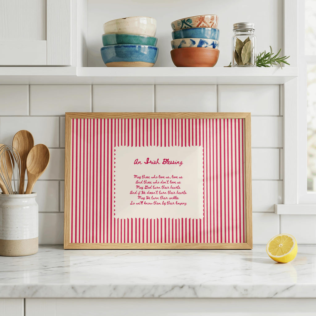Red Stripe Irish Blessing Irish print – room mockup 2