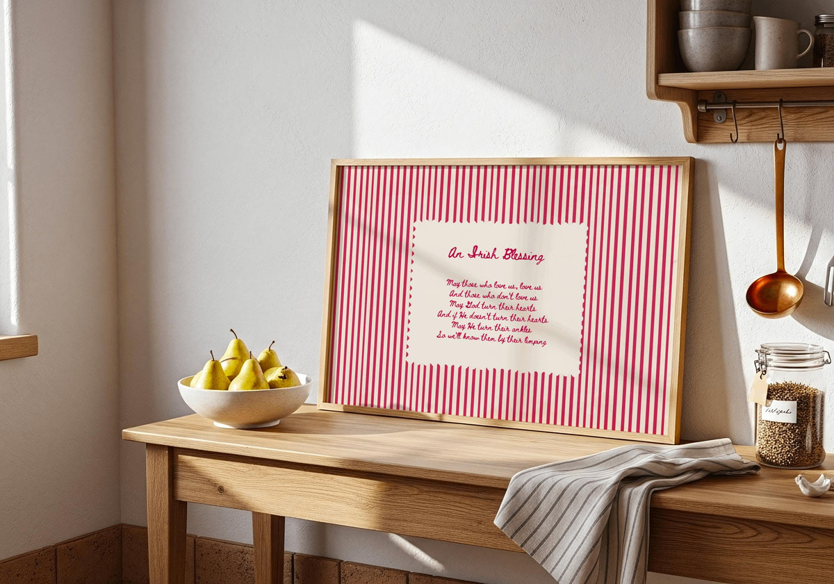 Red Stripe Irish Blessing Irish print – room mockup 1
