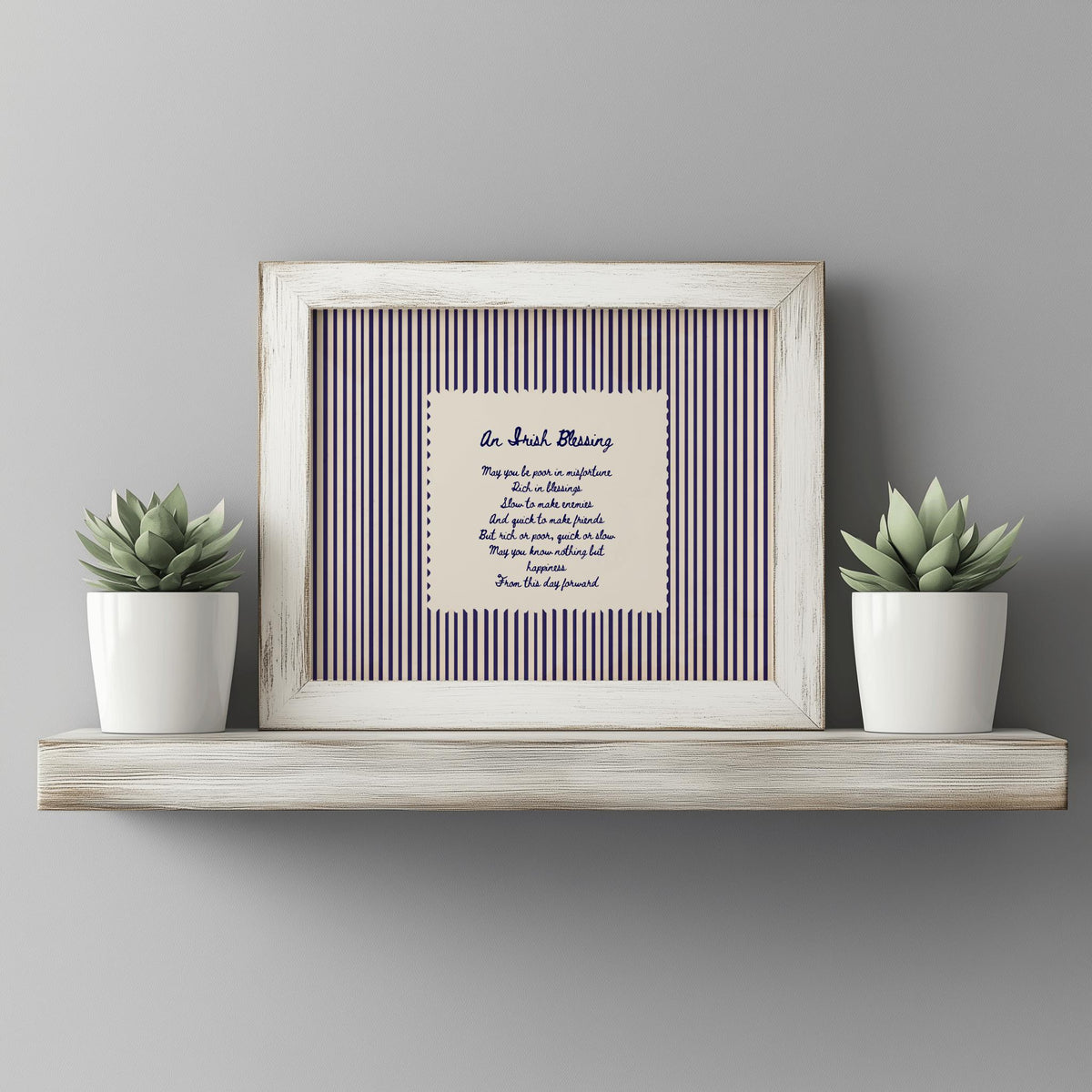 Navy Pinstripe Irish Blessing Irish print – room mockup 2