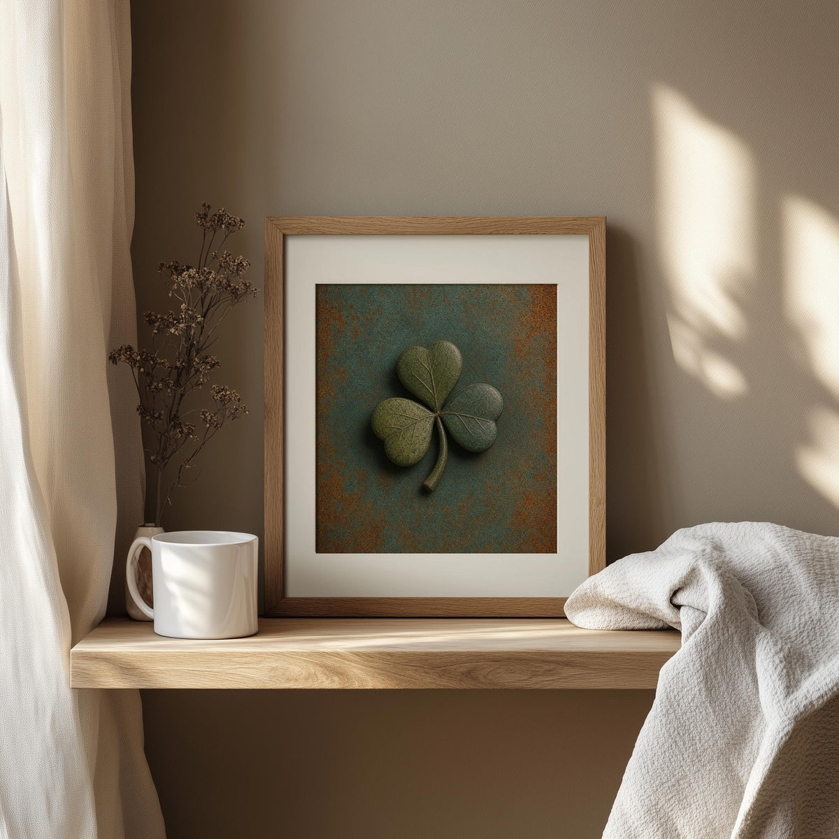 Embossed Shamrock Irish print – room mockup 3