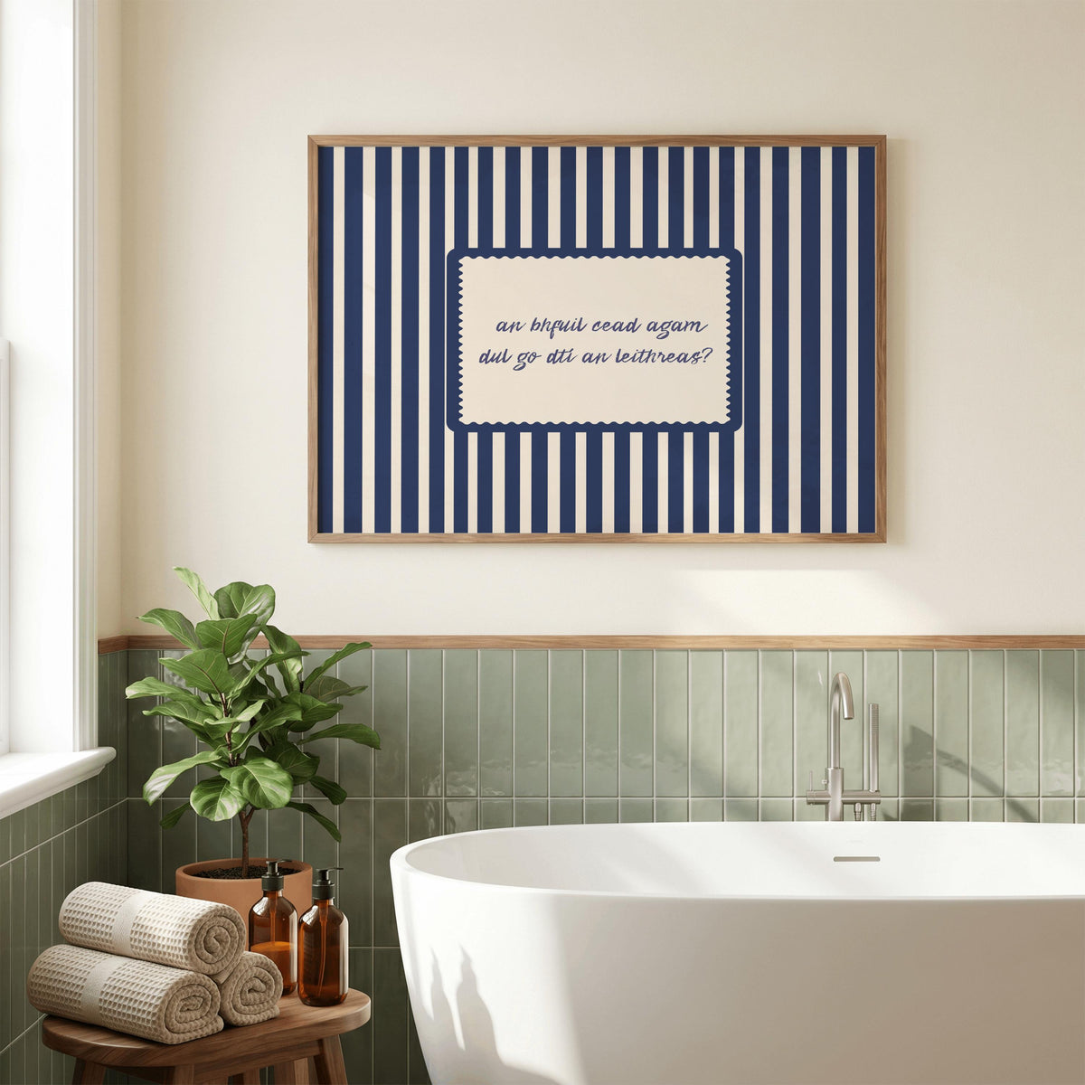 An Bhfuil Cead Agam nautical stamp Irish print – wall mockup 3