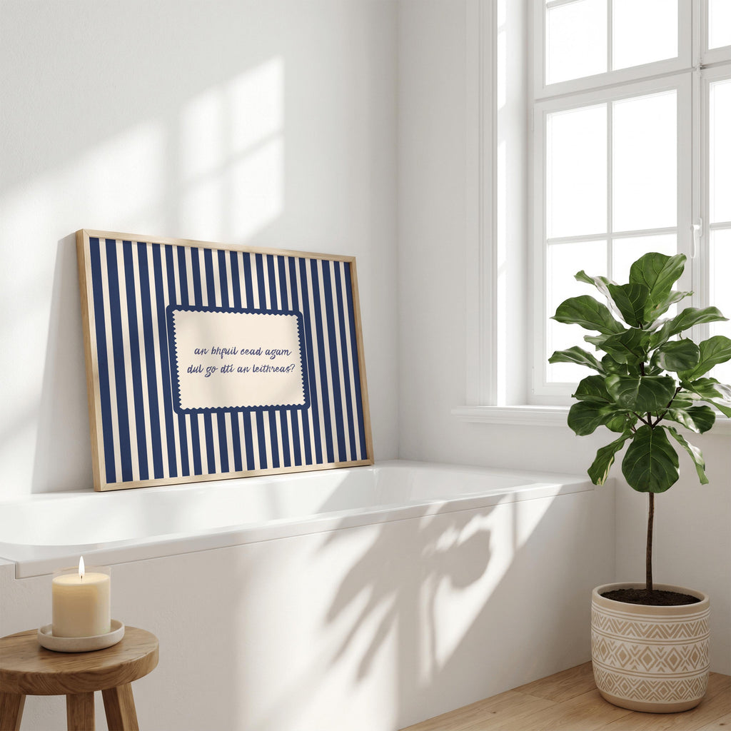 An Bhfuil Cead Agam nautical stamp Irish print – wall mockup 5