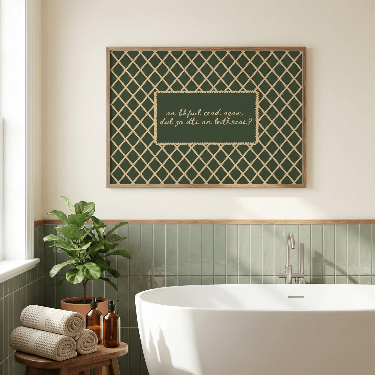 An bhfuil cead agam lattice Irish print – wall mockup 3
