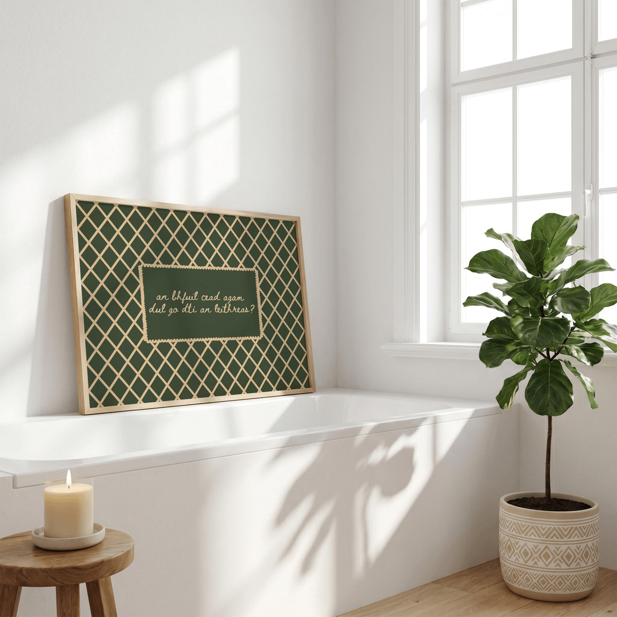An bhfuil cead agam lattice Irish print – wall mockup 5