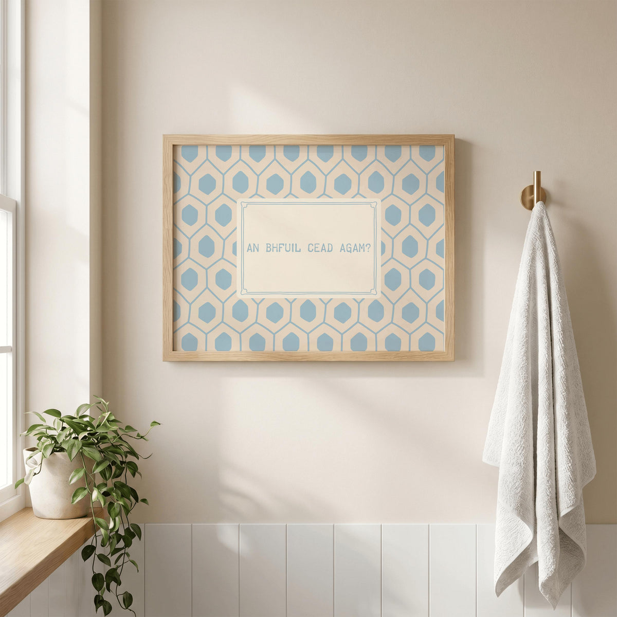 An Bhfuil Cead Agam vintage typography Irish print – wall mockup 3