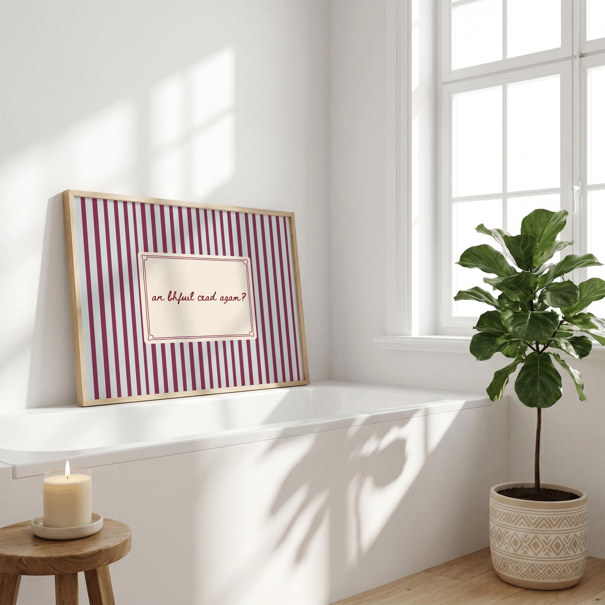 An Bhfuil Cead Agam bathroom Irish print – wall mockup 5