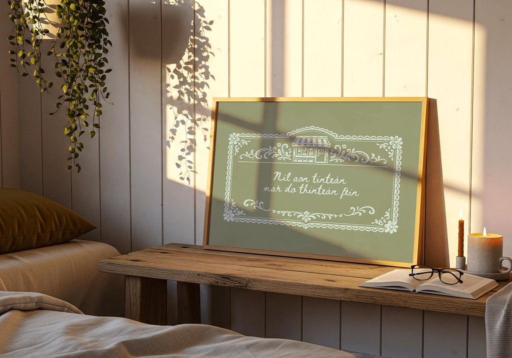 Hearth and Home Irish proverb print – hallway scene
