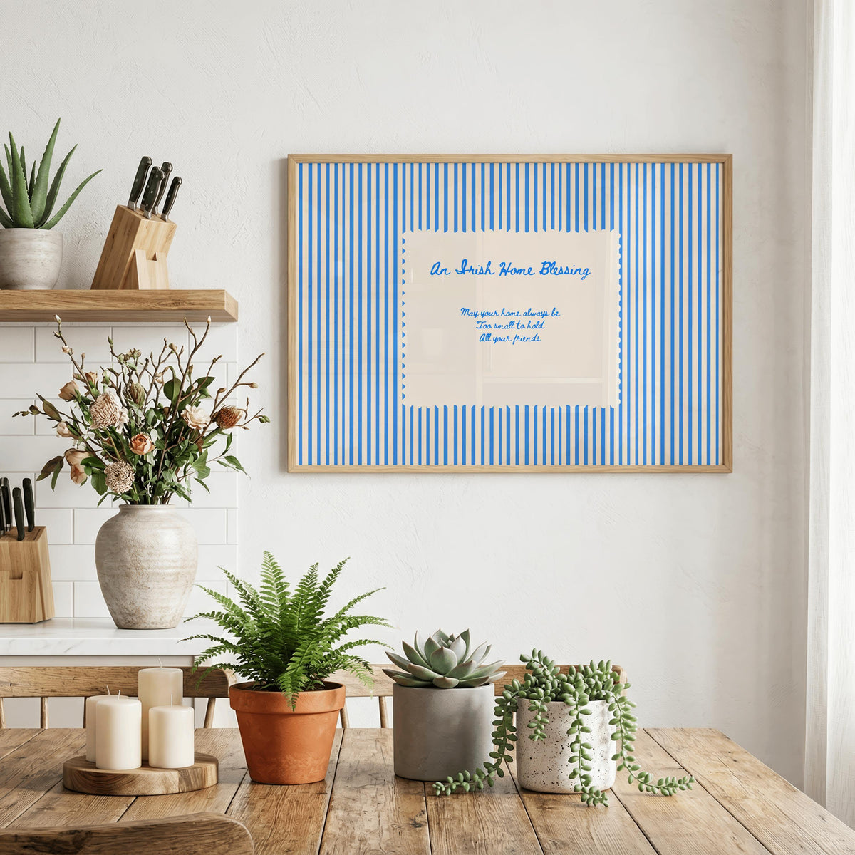 Blue Border Irish Blessing Irish print – room mockup 4