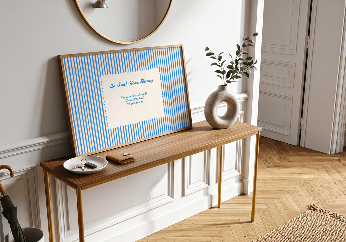 Blue Border Irish Blessing Irish print – room mockup 6