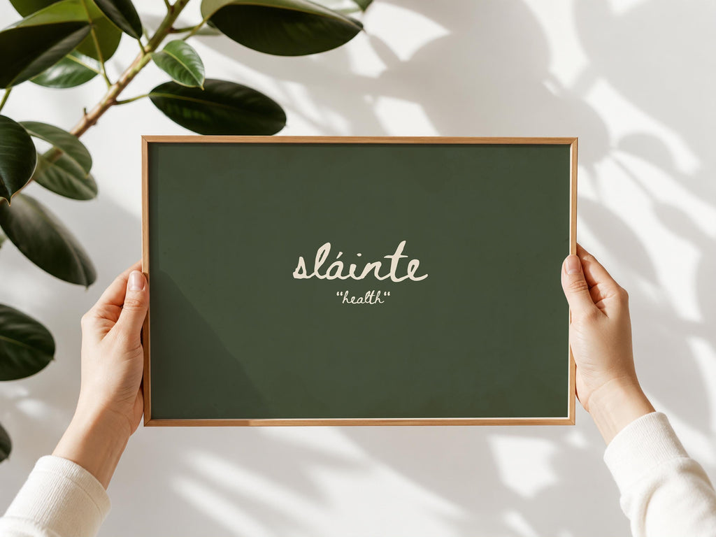 Sláinte Olive Irish print – room mockup 9