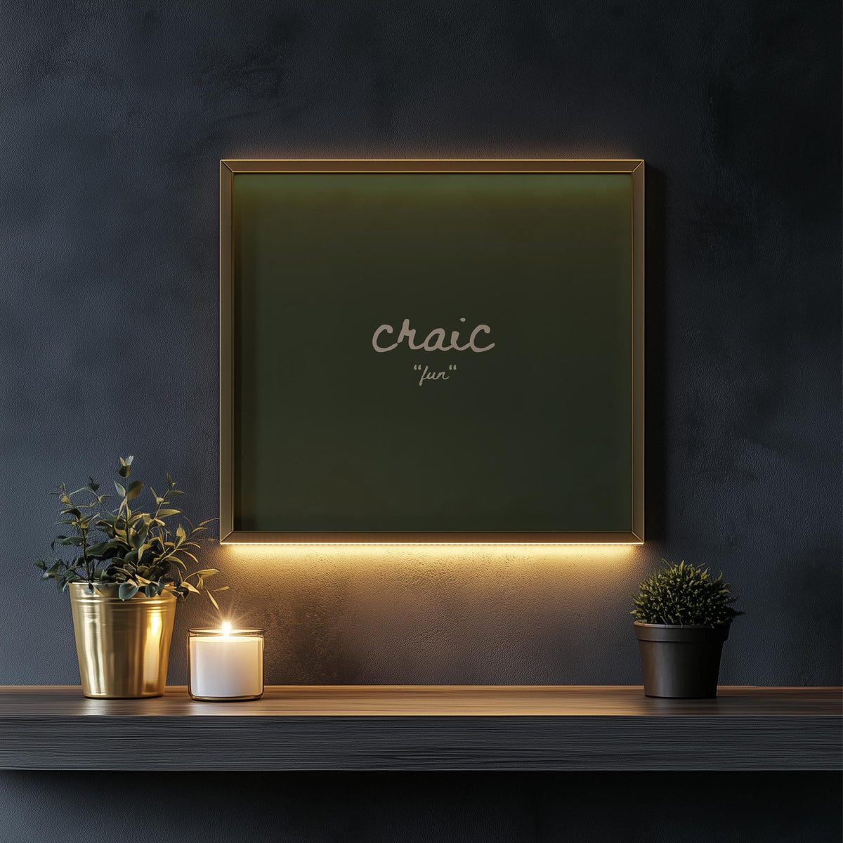 Craic Olive Irish print – room mockup 5