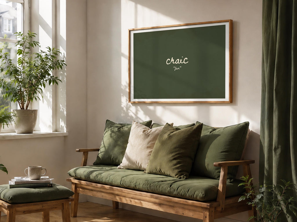 Craic Olive Irish print – room mockup 7