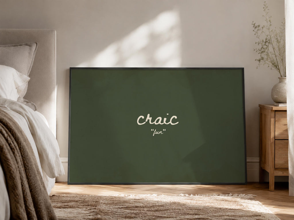 Craic Olive Irish print – room mockup 8