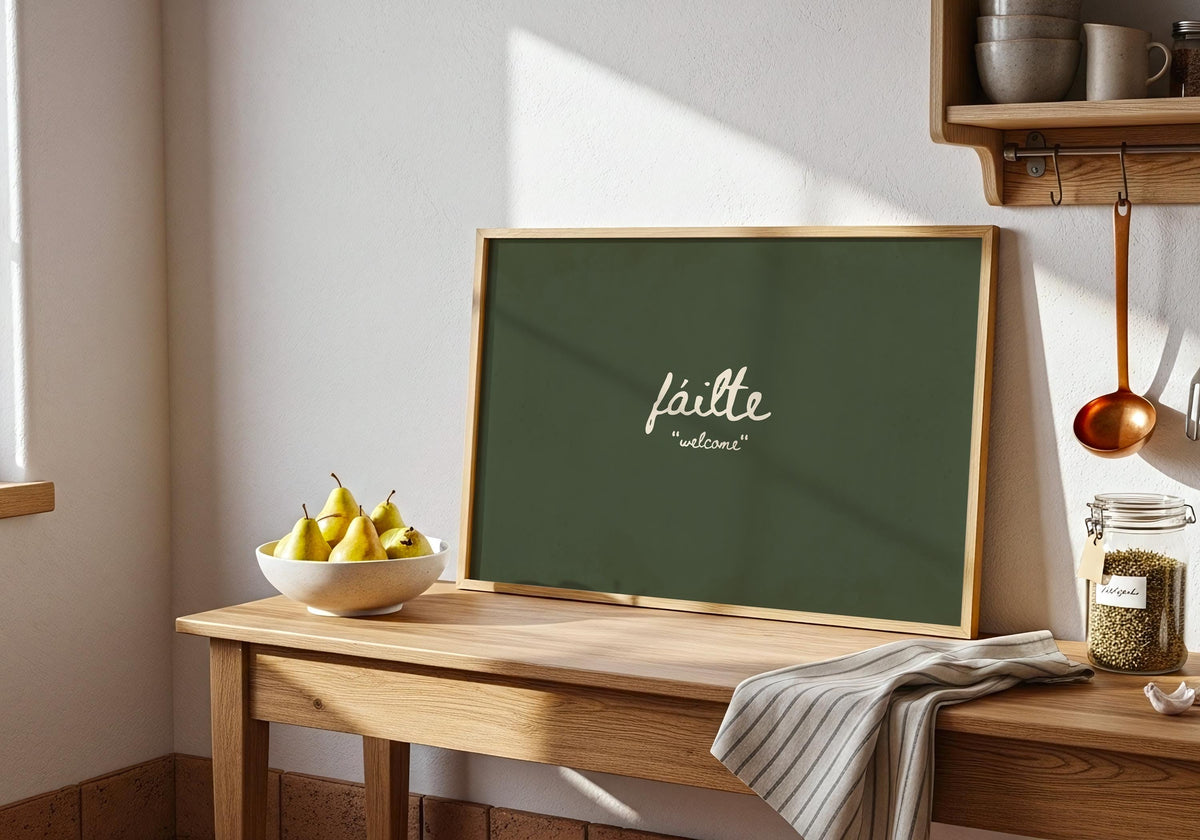 Fáilte Hand-Lettered Irish print – room mockup 1