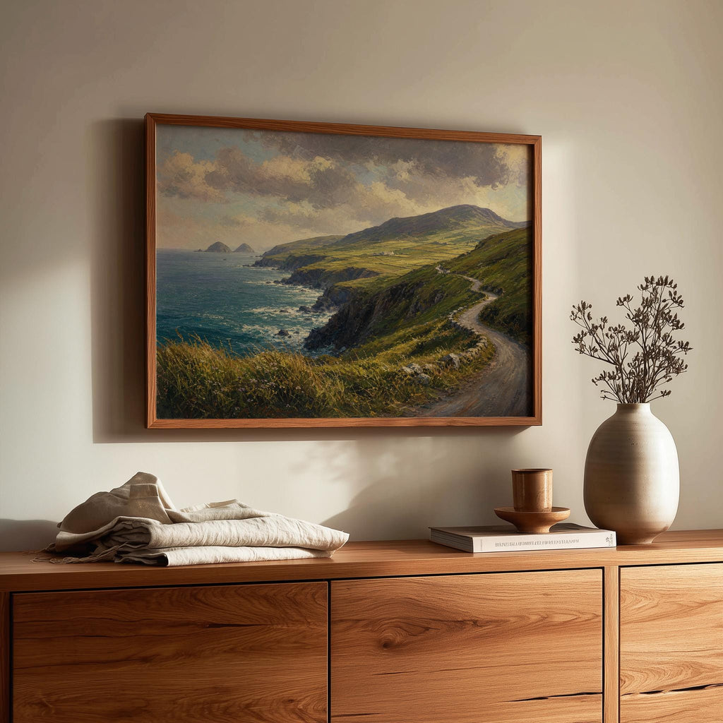 Dingle Peninsula oil painting Irish print – wall mockup 1