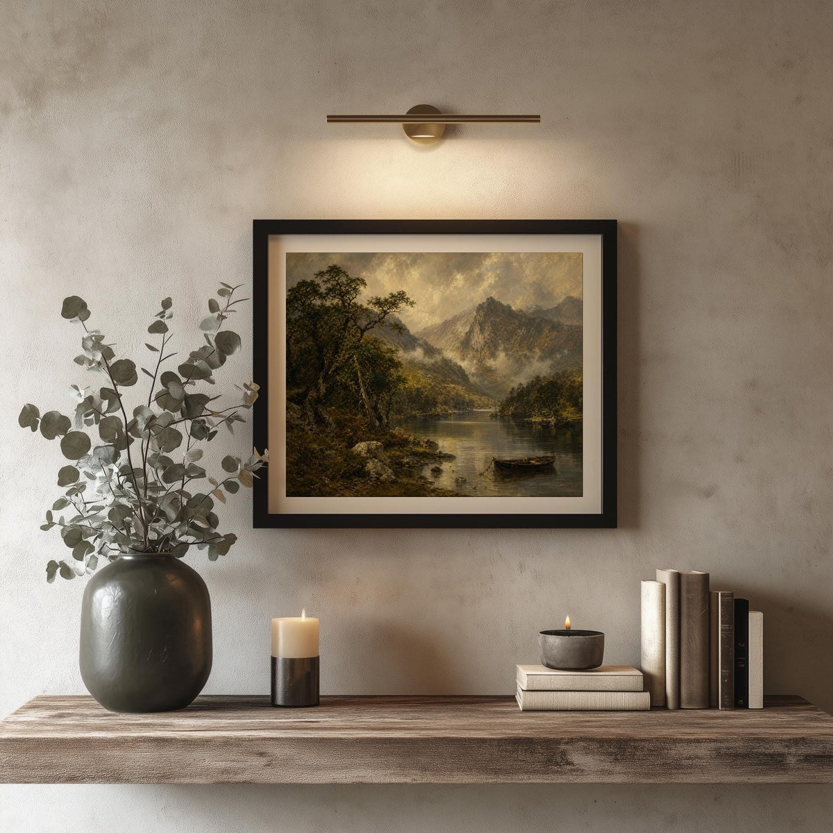 Killarney Upper Lake oil painting Irish print – wall mockup 2