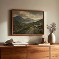 Irish valley and lake oil painting Irish print – wall mockup 1