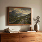 Irish valley and lake oil painting Irish print – wall mockup 1