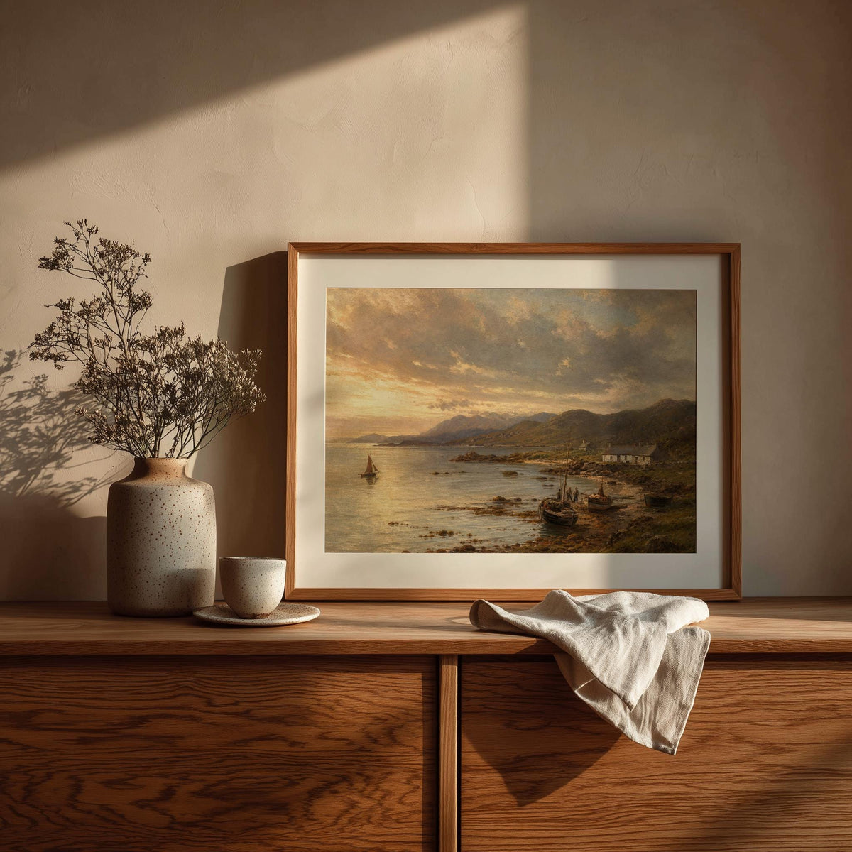 Galway Bay sailboat oil painting Irish print – wall mockup 3