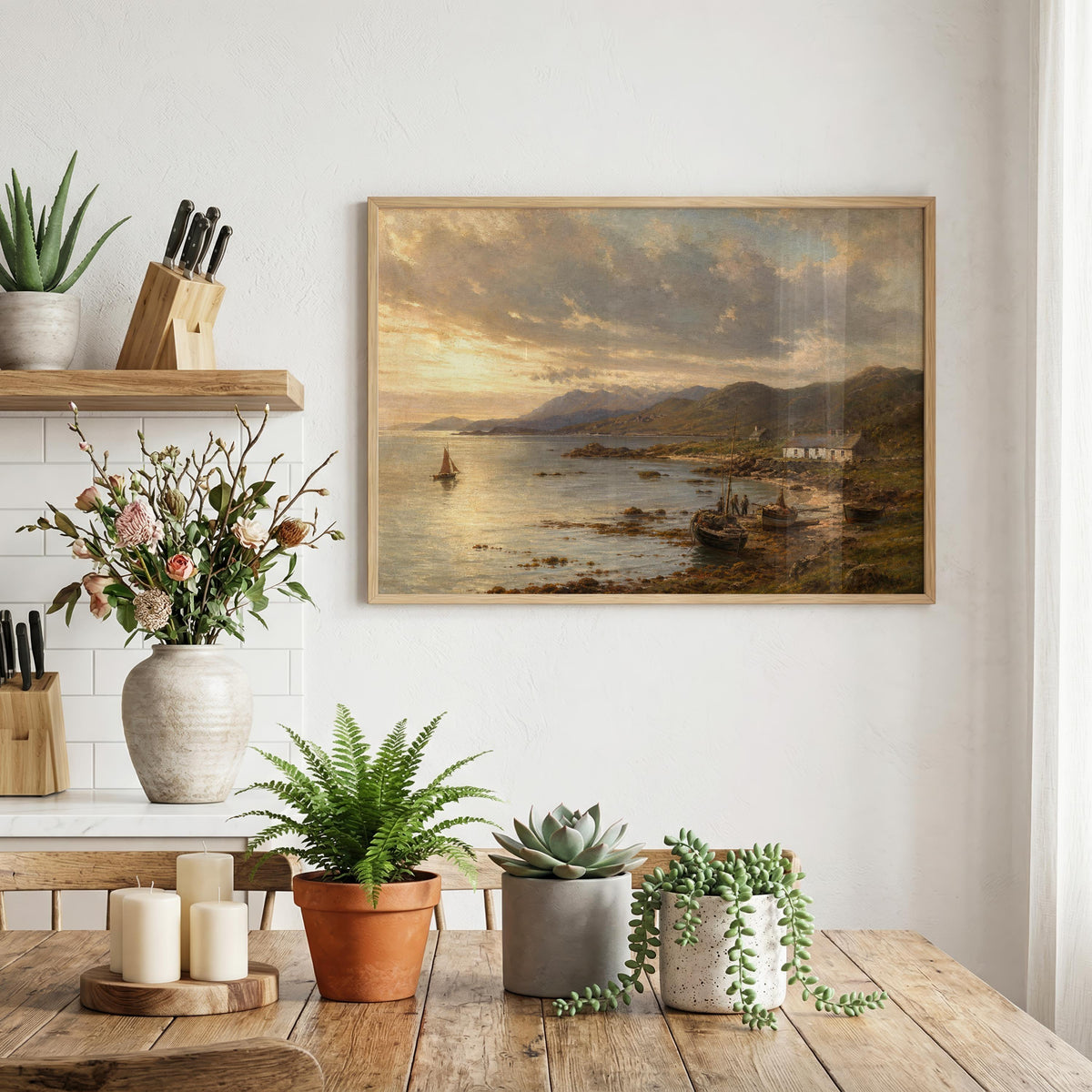 Galway Bay sailboat oil painting Irish print – wall mockup 5