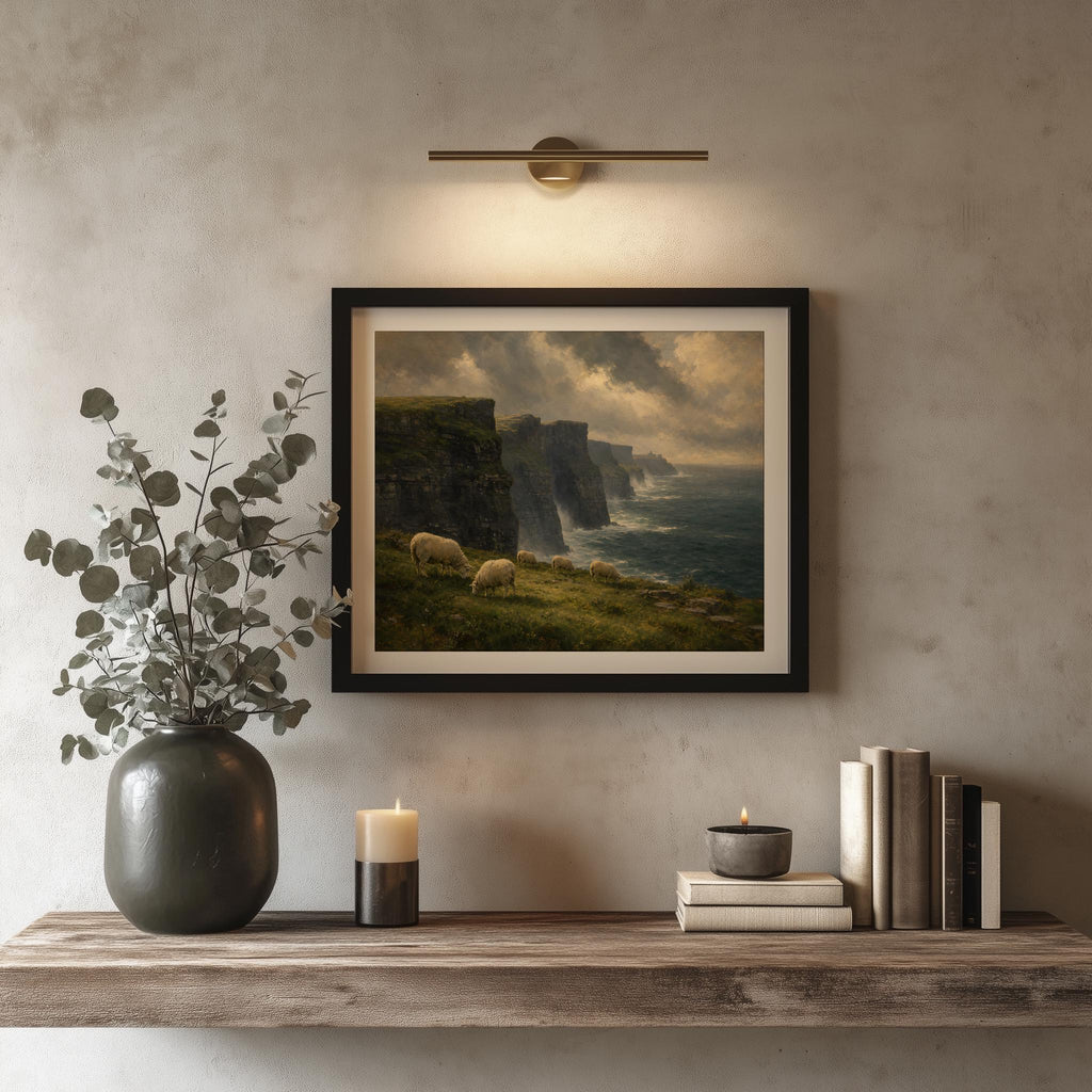 Cliffs of Moher Sheep Landscape Irish print – wall mockup 2