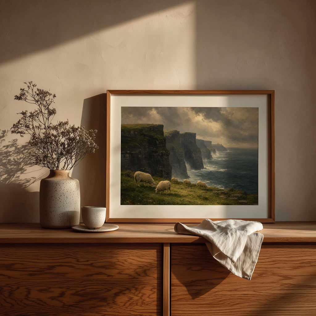 Cliffs of Moher Sheep Landscape Irish print – wall mockup 3