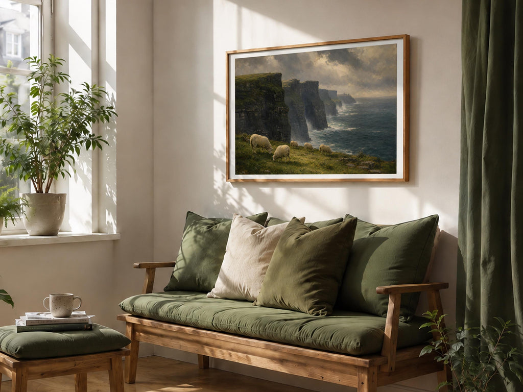 Cliffs of Moher Sheep Landscape Irish print – wall mockup 6