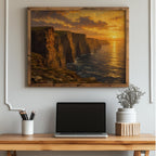 Cliffs of Moher sunset oil painting Irish print – wall mockup 4